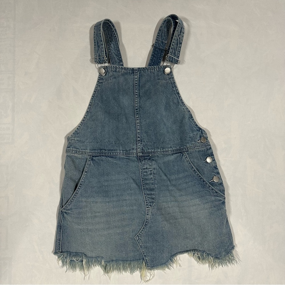 Free People Torn Up Denim Jumper/ Overall dress women’s 4 - Picture 2 of 6